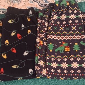 Festive Holiday Pajama Fleece Pants Lights Dinosaurs Boys Toddler 3t